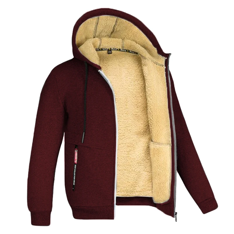 Sudadera polar cálida con capucha y forro de sherpa para hombre