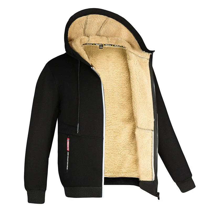 Sudadera polar cálida con capucha y forro de sherpa para hombre