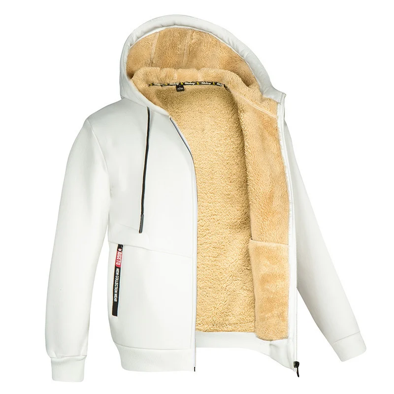 Sudadera polar cálida con capucha y forro de sherpa para hombre