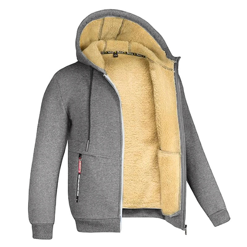 Sudadera polar cálida con capucha y forro de sherpa para hombre