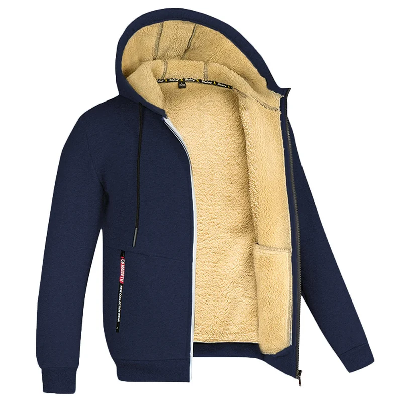 Sudadera polar cálida con capucha y forro de sherpa para hombre