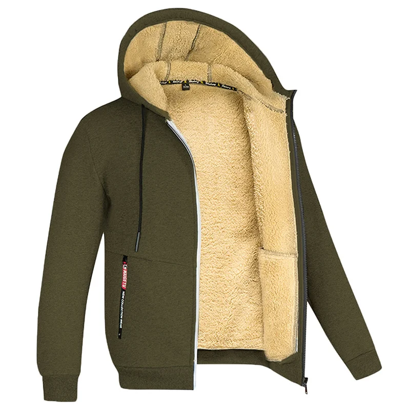 Sudadera polar cálida con capucha y forro de sherpa para hombre
