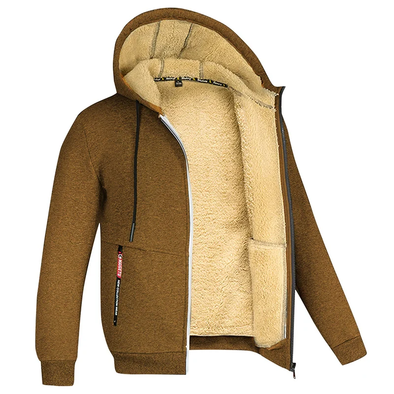 Sudadera polar cálida con capucha y forro de sherpa para hombre