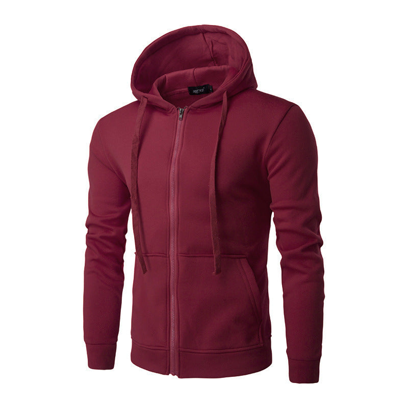 Sudadera slim fit con capucha, cremallera, suave forro polar y bolsillos canguro para hombre