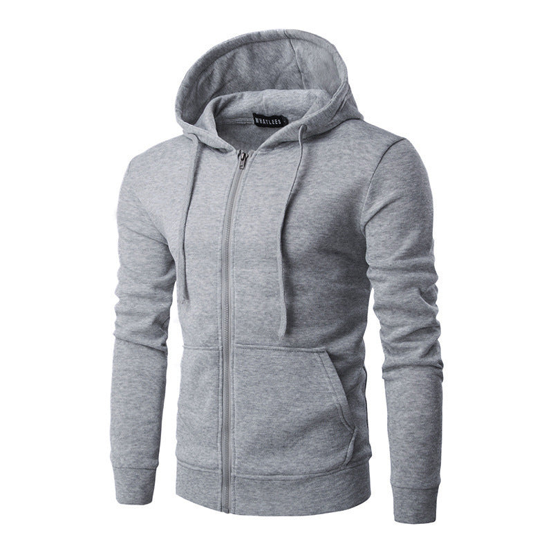 Sudadera slim fit con capucha, cremallera, suave forro polar y bolsillos canguro para hombre