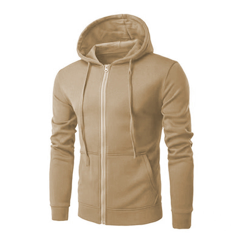 Sudadera slim fit con capucha, cremallera, suave forro polar y bolsillos canguro para hombre