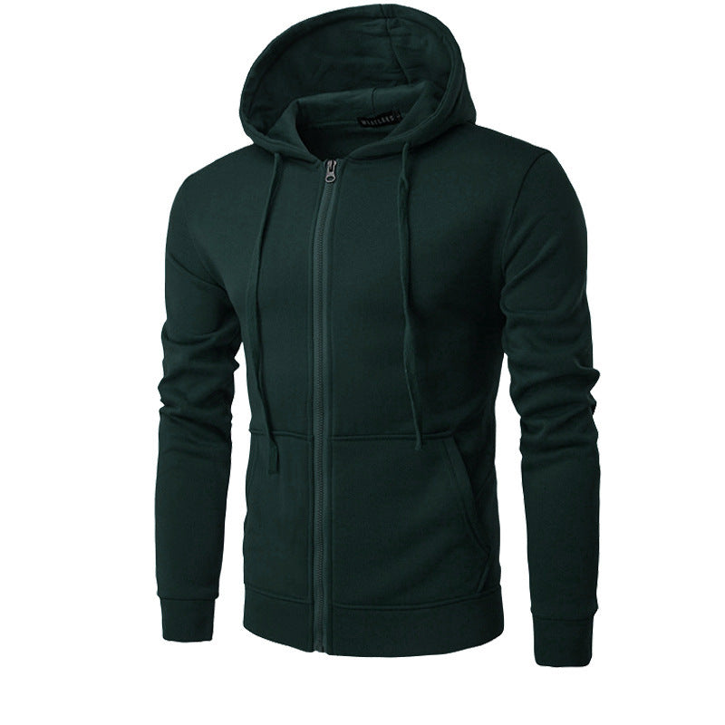 Sudadera slim fit con capucha, cremallera, suave forro polar y bolsillos canguro para hombre