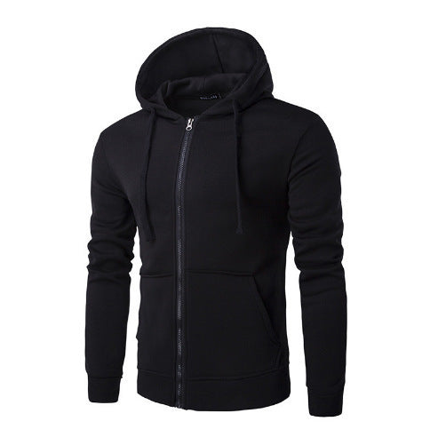 Sudadera slim fit con capucha, cremallera, suave forro polar y bolsillos canguro para hombre