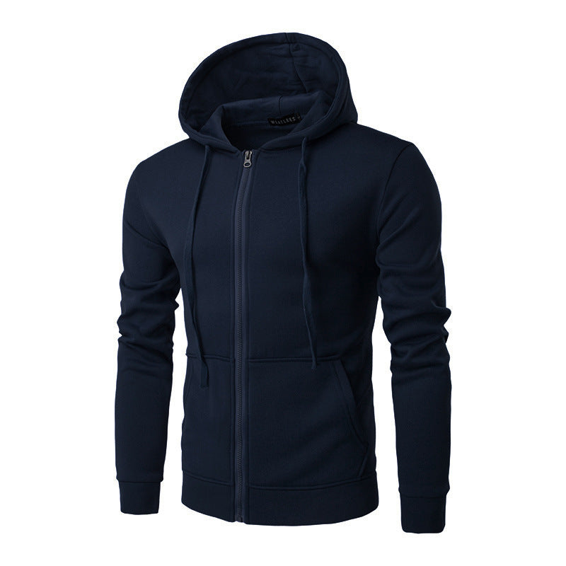Sudadera slim fit con capucha, cremallera, suave forro polar y bolsillos canguro para hombre