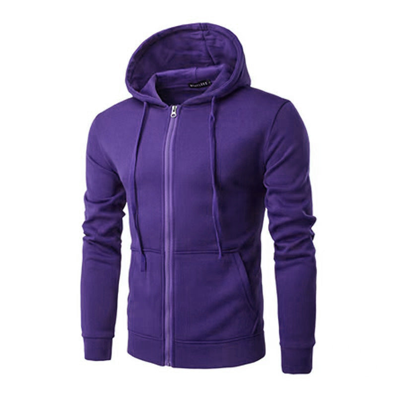 Sudadera slim fit con capucha, cremallera, suave forro polar y bolsillos canguro para hombre