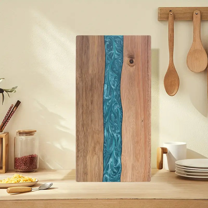 Tabla de Cortar con Río de Resina | Tabla de Charcutería y Queso de Madera de Acacia