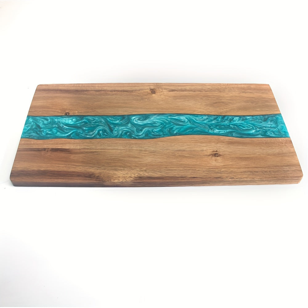 Tabla de Cortar con Río de Resina | Tabla de Charcutería y Queso de Madera de Acacia