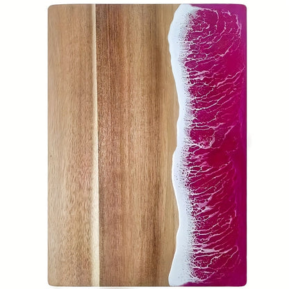 Tabla de Cortar de Resina con Olas | Tabla de Quesos y Servir de Madera de Acacia Inspirada en el Océano