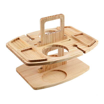 Tabla de servir navideña de madera con soporte para vino y aperitivos