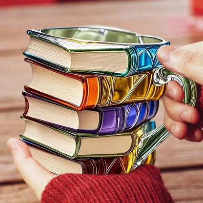 Taza de Vidrio 3D Hecha a Mano en Forma de Libro – Taza Artística para Café y Té, 350 ml