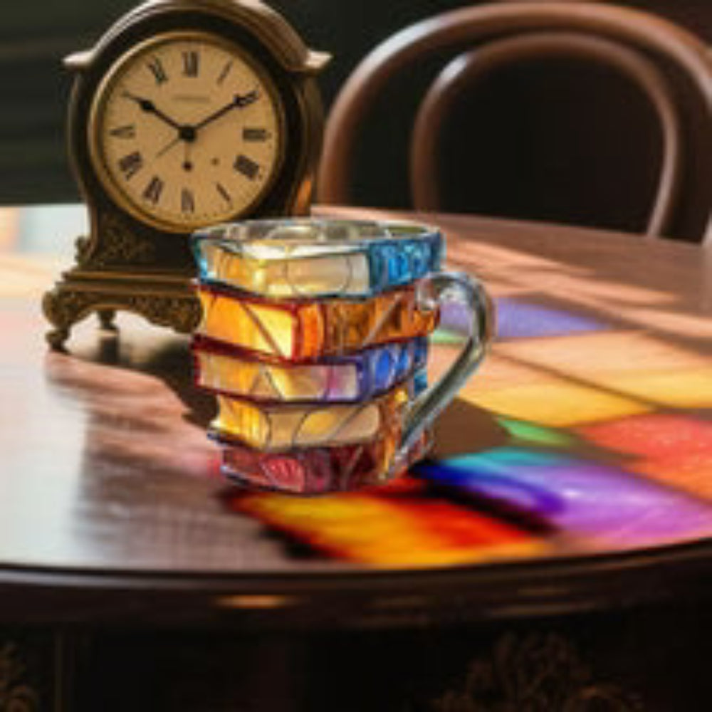 Taza de Vidrio 3D Hecha a Mano en Forma de Libro – Taza Artística para Café y Té, 350 ml