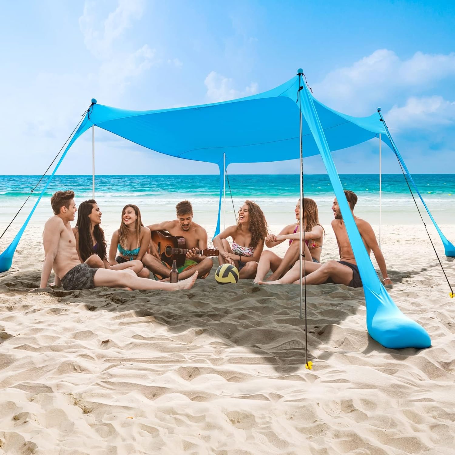 Tienda de Playa con Postes de Aluminio y Anclajes de Arena