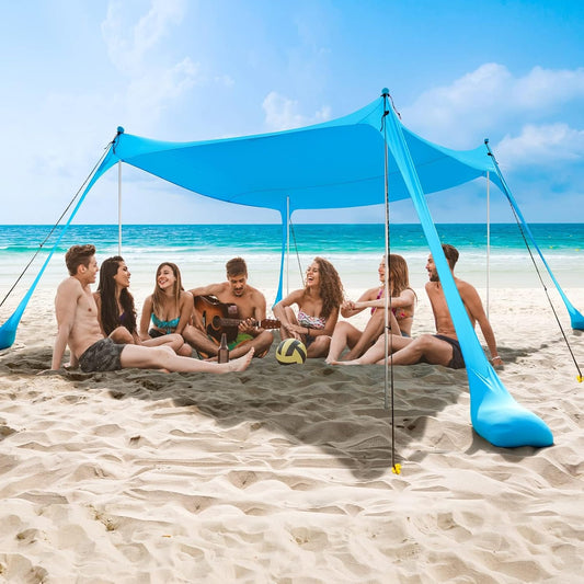Tienda de Playa con Postes de Aluminio y Anclajes de Arena
