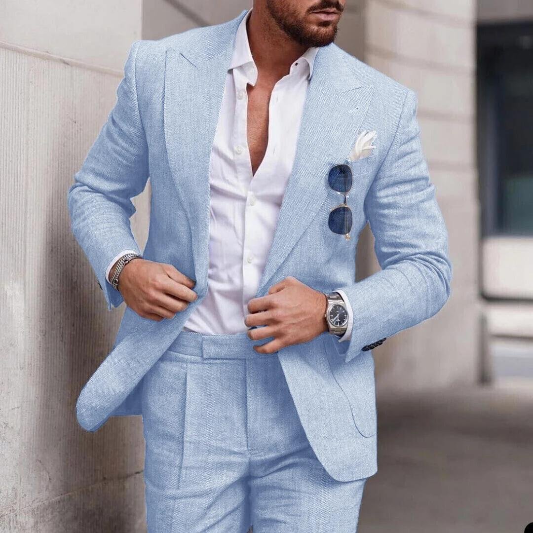 Traje de dos piezas para hombre para bodas en la playa