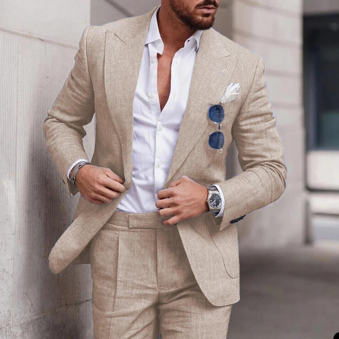 Traje de dos piezas para hombre para bodas en la playa