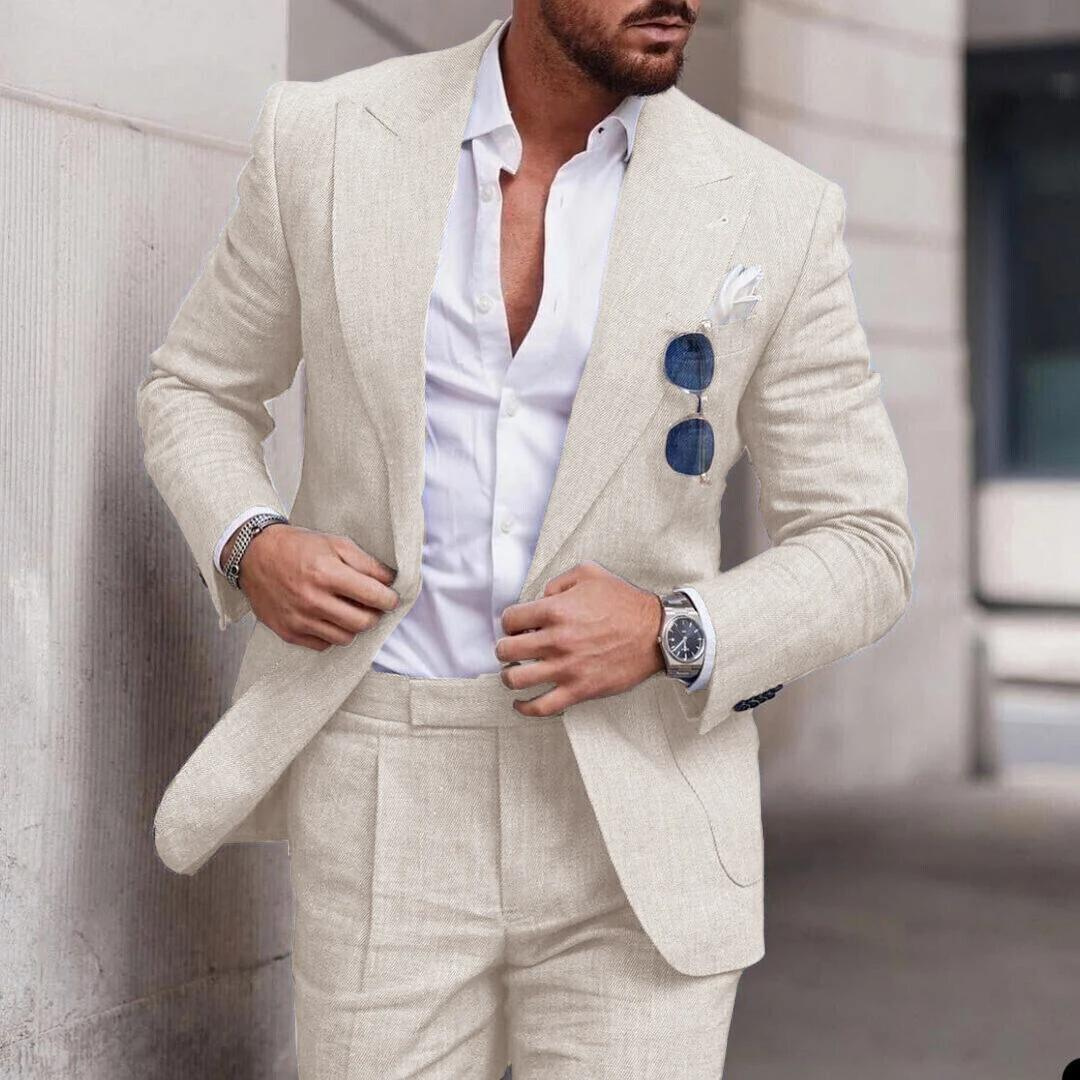 Traje de dos piezas para hombre para bodas en la playa