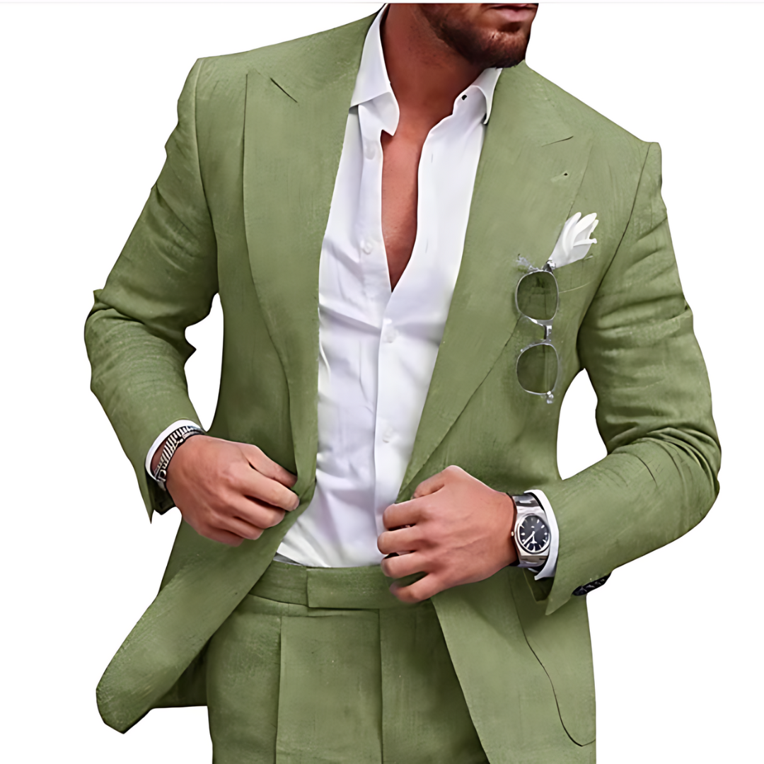 Traje de dos piezas para hombre para bodas en la playa