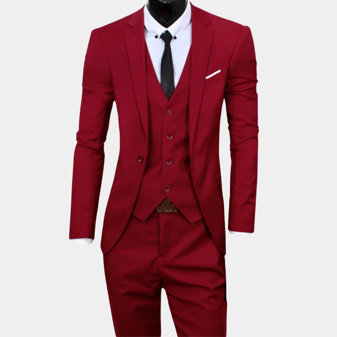 Traje de tres piezas slim fit refinado