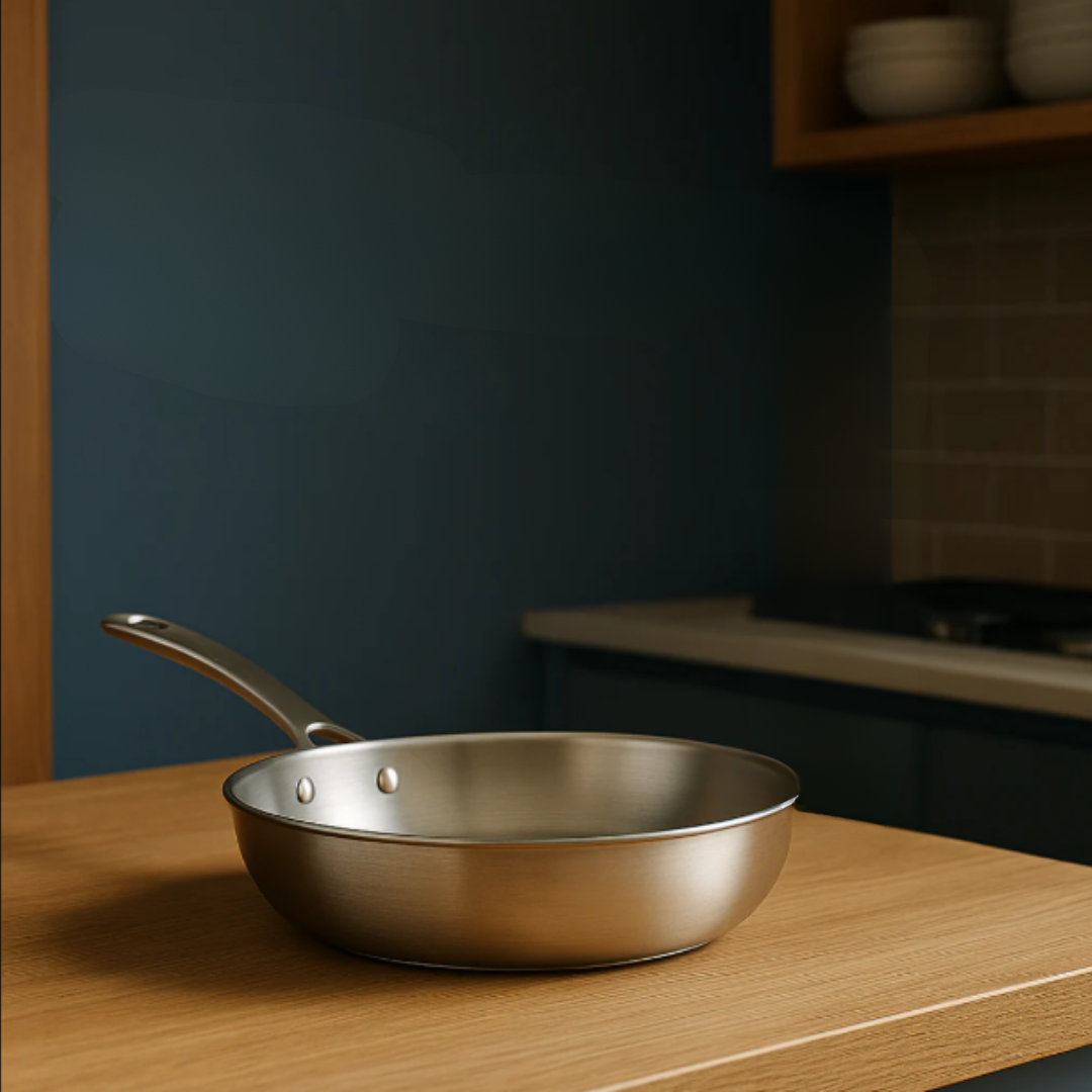 Utensilios de Cocina de Inducción Hechos de Titanio con Acabado Martillado – Utensilios de Cocina Duraderos y Elegantes en Plata Metálica