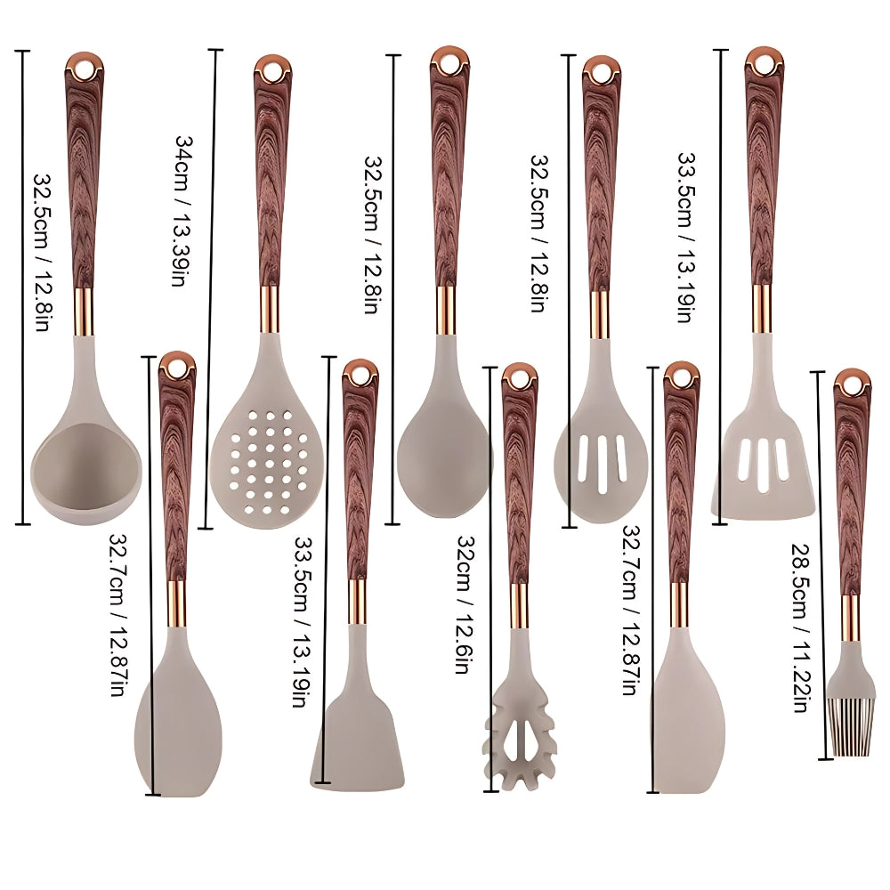 Utensilios de Cocina de Silicona de Lujo | Set de 10 Piezas