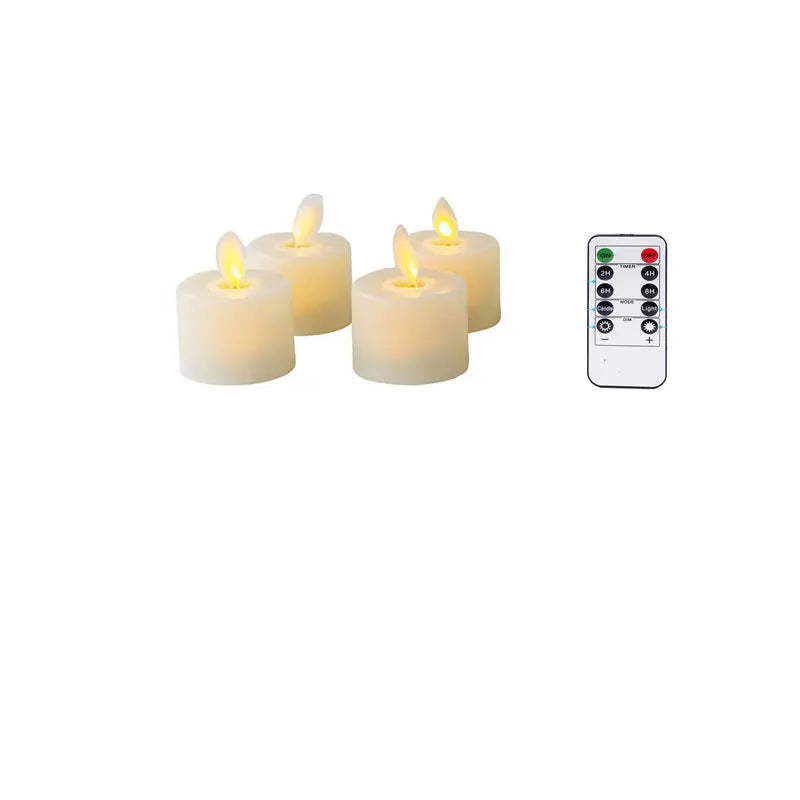 Velas de té LED sin llama de cera auténtica con efecto parpadeante, temporizador con mando y luz ambiental