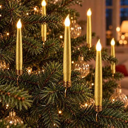 Velas LED para árbol de Navidad, 10 unidades, inalámbricas con mando a distancia y pinzas