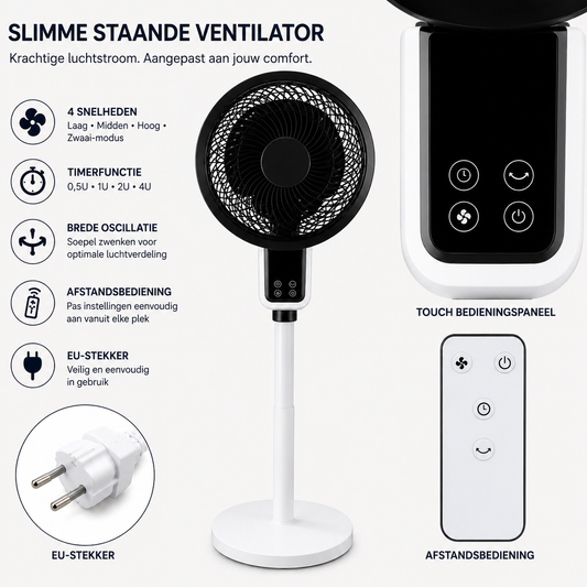 Ventilador de Pie Ajustable con Oscilación 3D