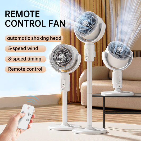 Ventilador de Pie con Motor, Ventilador Muy Silencioso de 20 dB, Distancia de Lanzamiento de 30 m, Volumen de Aire de 2465 m³/h, Ventilador con Control Remoto y Enfriamiento | VierraSol