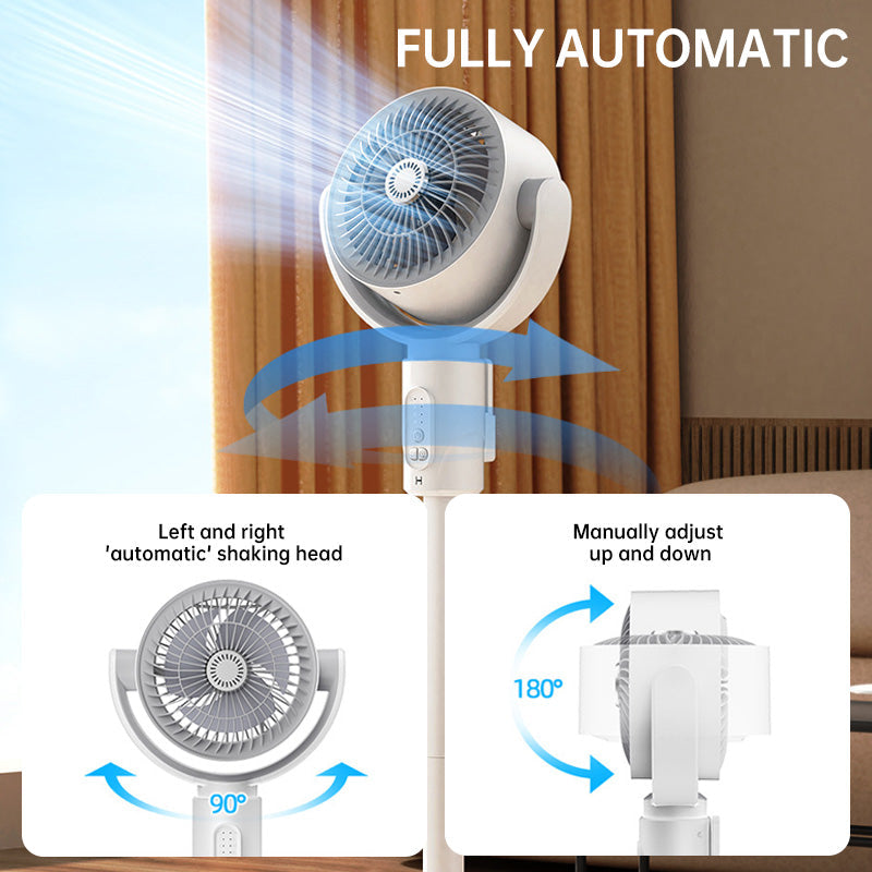 Ventilador de Pie con Motor, Ventilador Muy Silencioso de 20 dB, Distancia de Lanzamiento de 30 m, Volumen de Aire de 2465 m³/h, Ventilador con Control Remoto y Enfriamiento | VierraSol