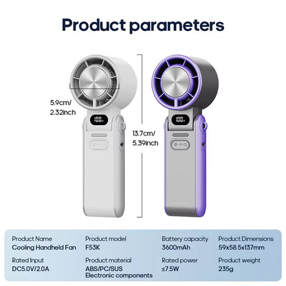Ventilador Turbo Portátil con Refrigeración Semiconductora para Frescura Instantánea