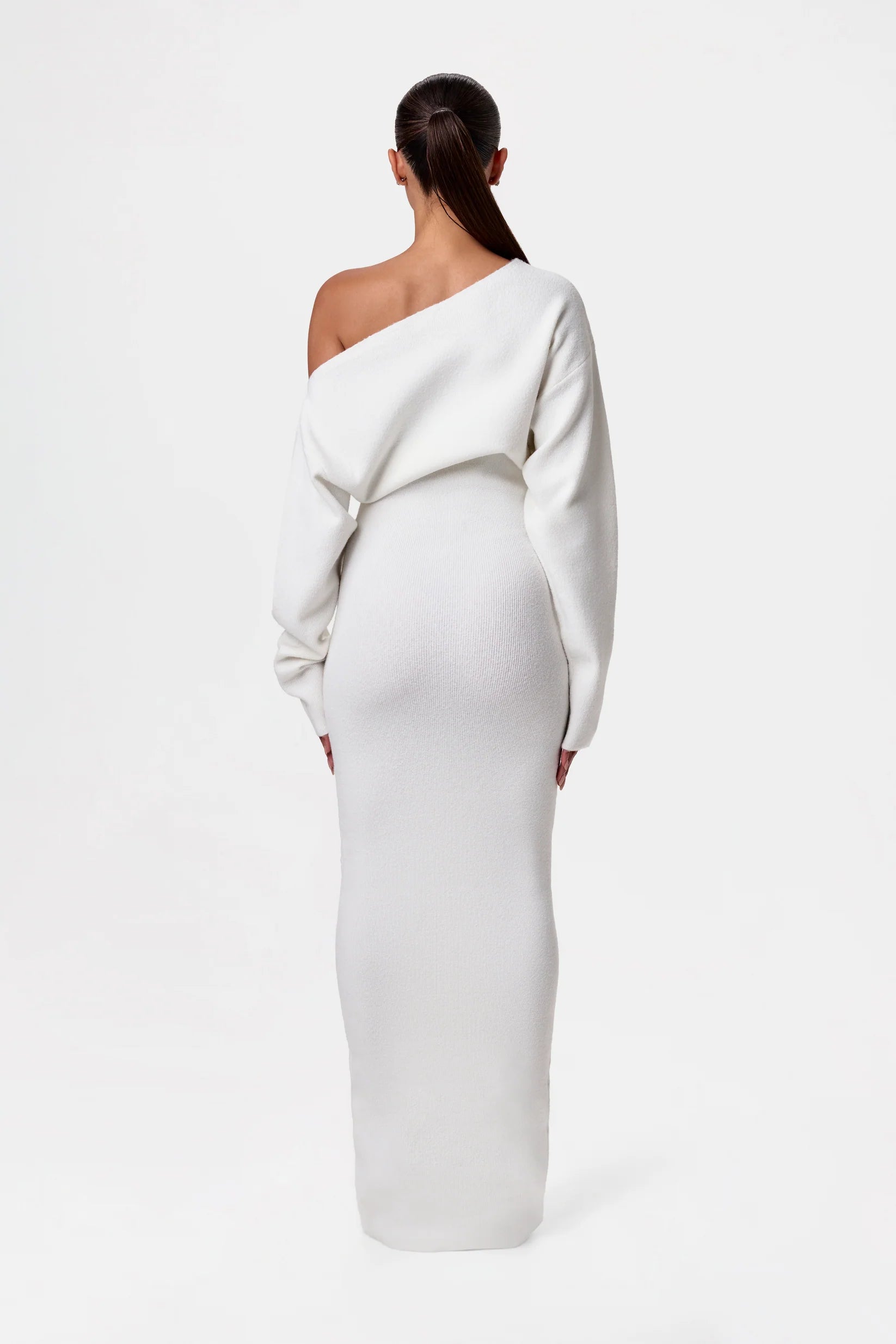 Vestido de Suéter con Hombros Caídos