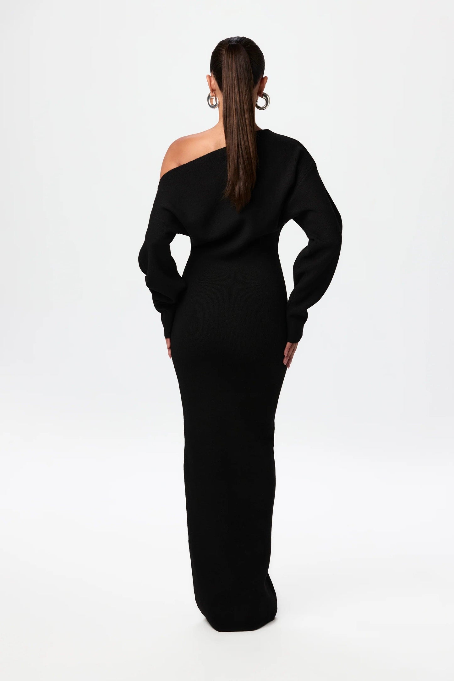 Vestido de Suéter con Hombros Caídos