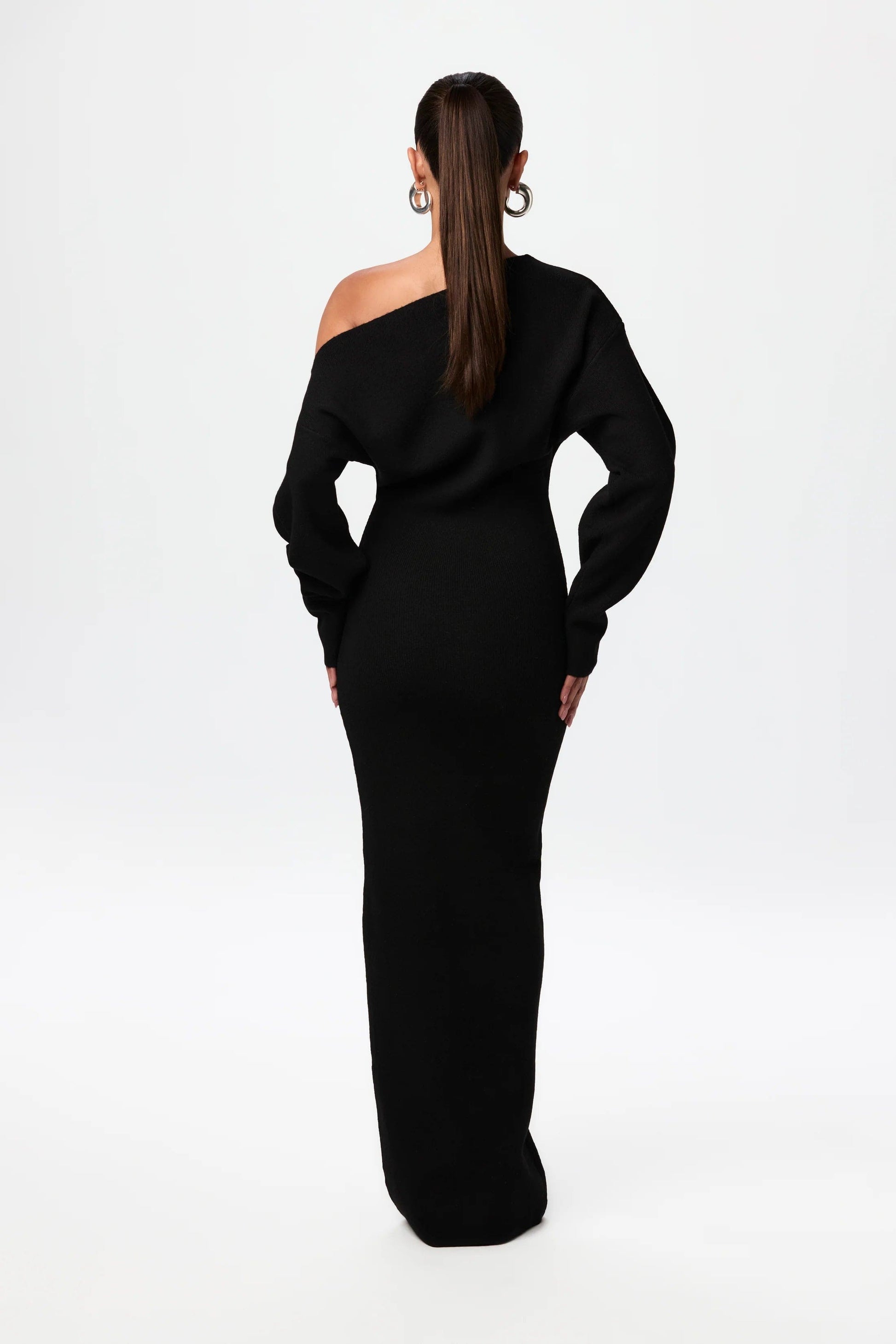 Vestido de Suéter con Hombros Caídos