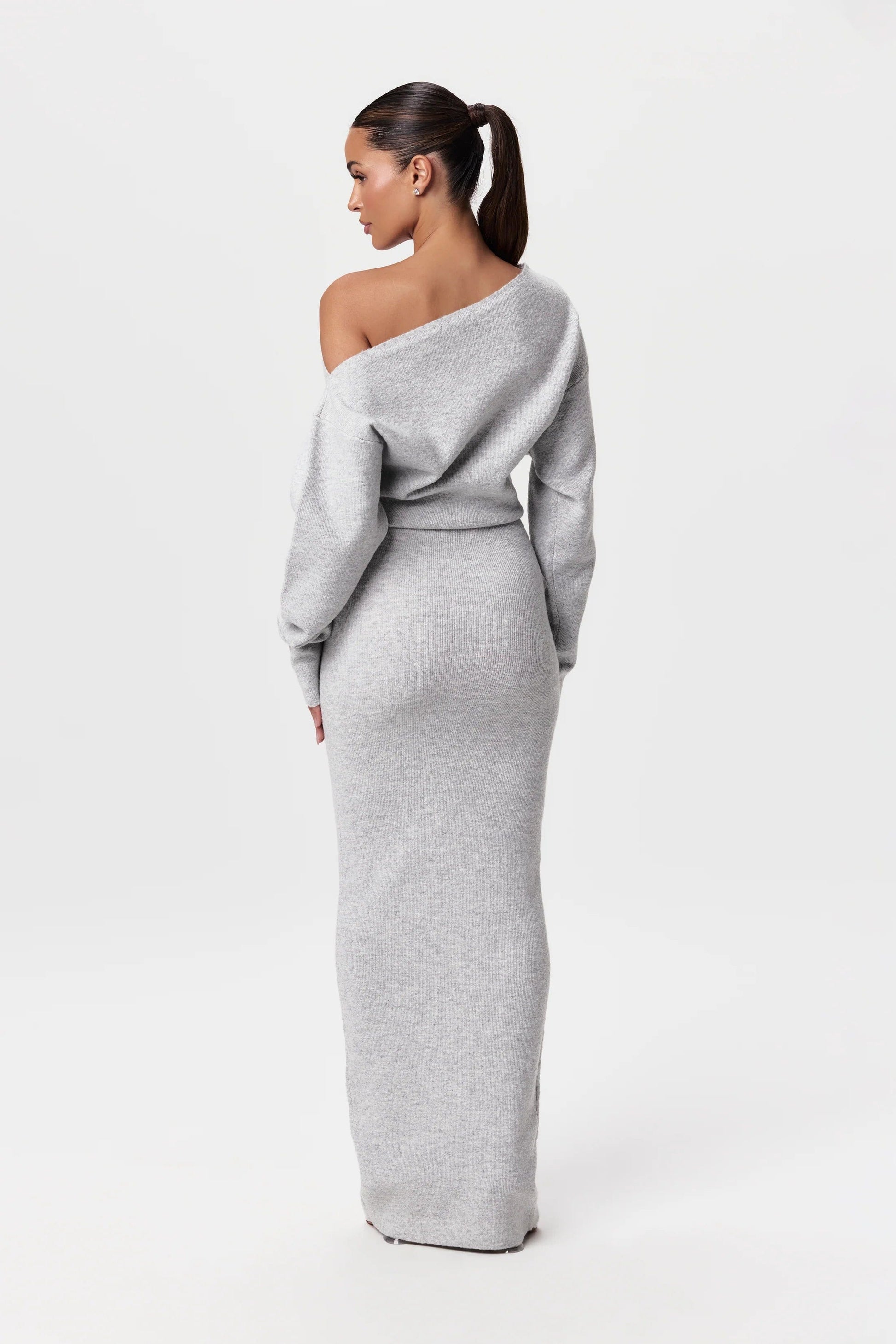 Vestido de Suéter con Hombros Caídos