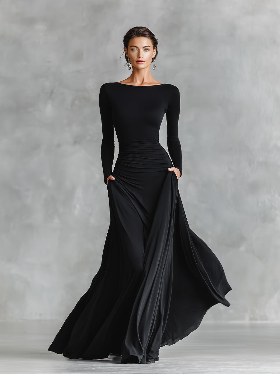 Vestido largo de manga larga para mujer