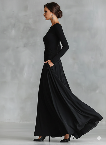 Vestido largo de manga larga para mujer