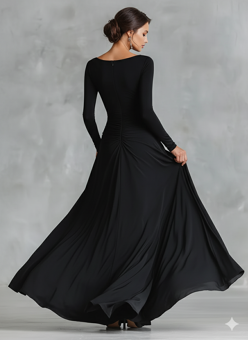 Vestido largo de manga larga para mujer
