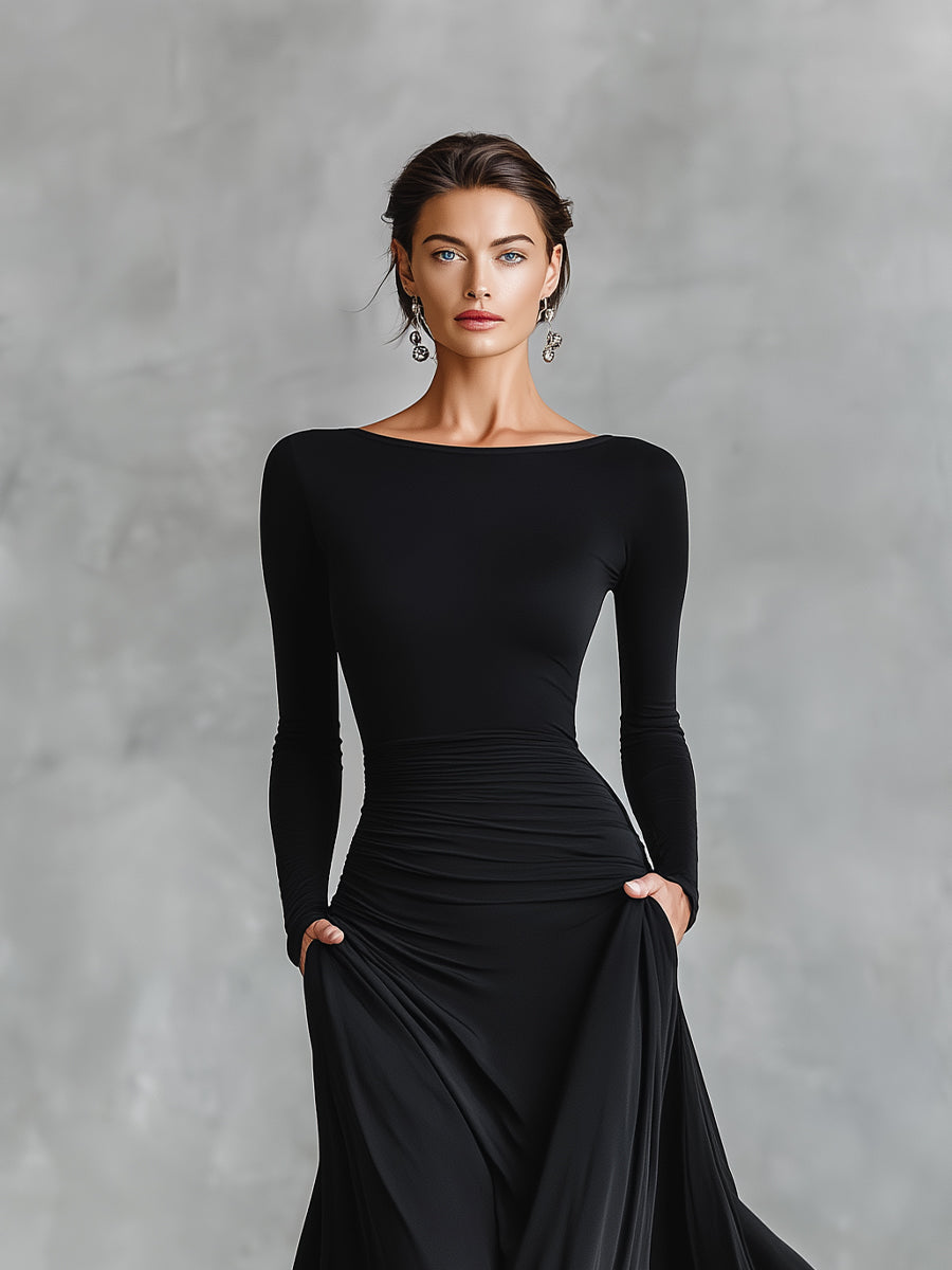 Vestido largo de manga larga para mujer