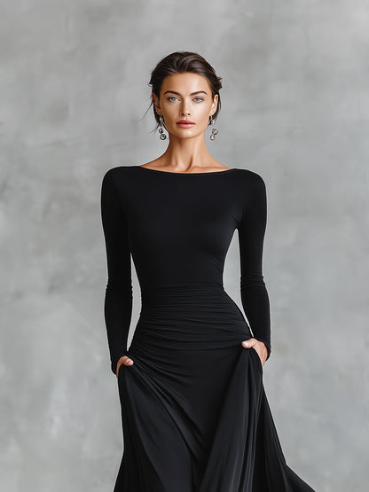 Vestido largo de manga larga para mujer