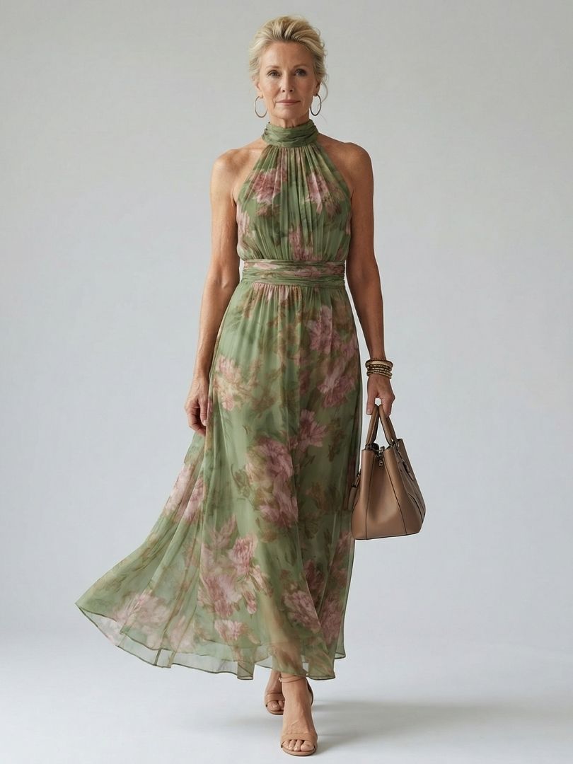 Vestido largo sin mangas para mujer