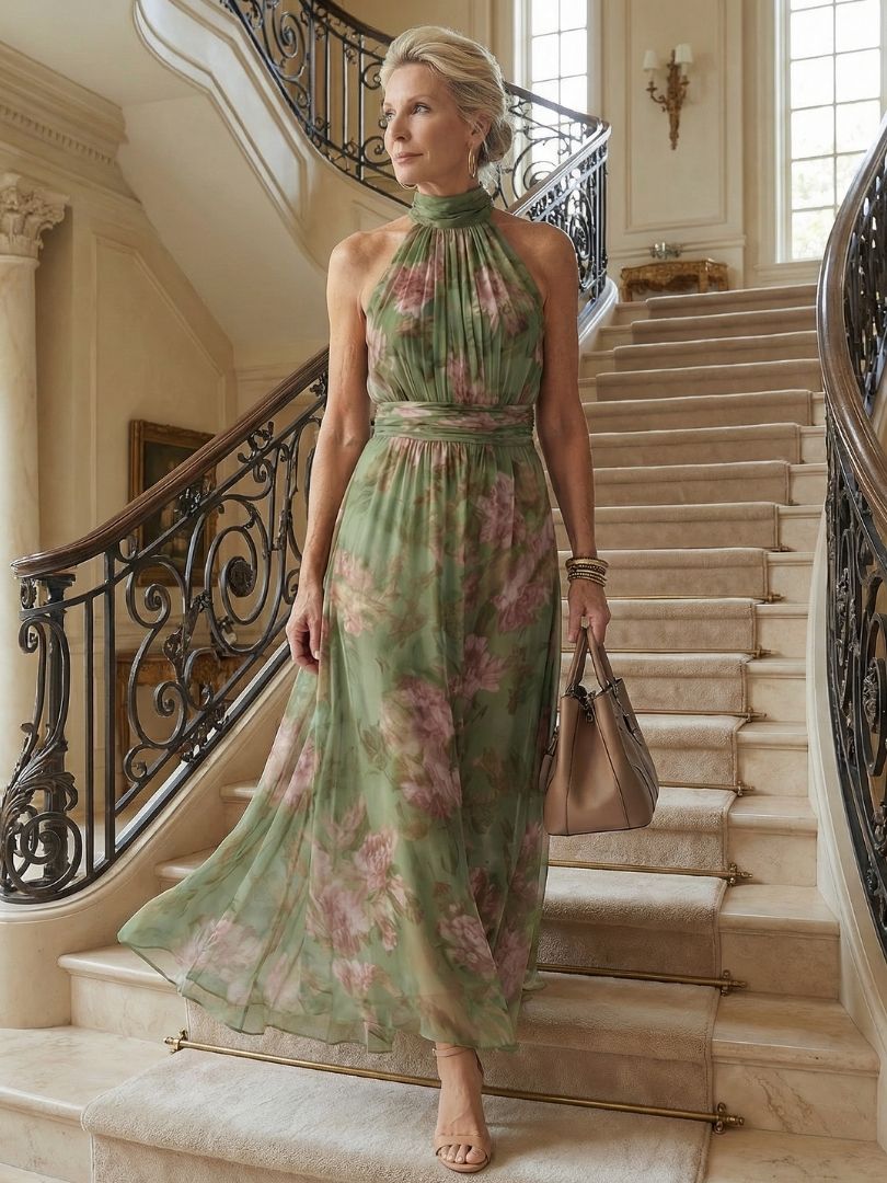 Vestido largo sin mangas para mujer