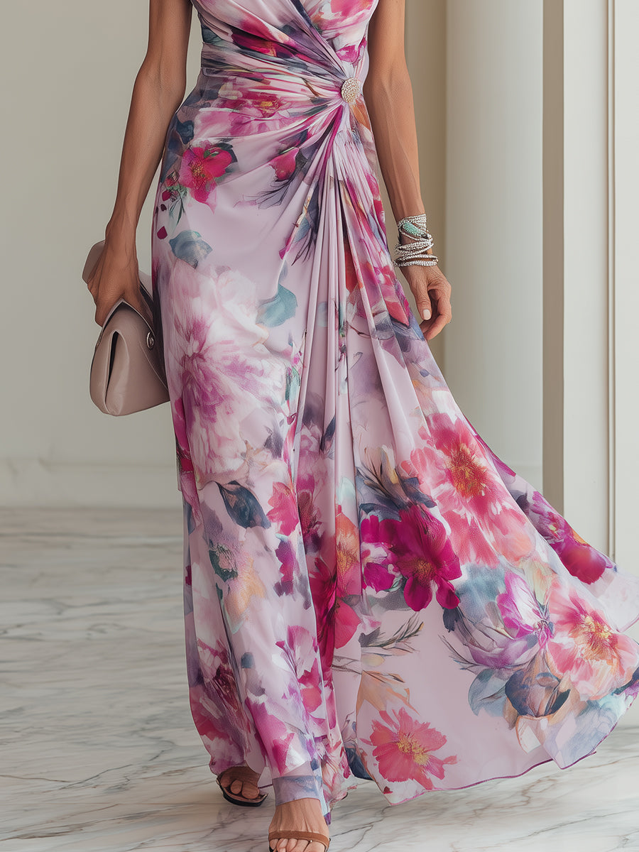Vestido maxi cruzado floral elegante para mujer para ocasiones especiales