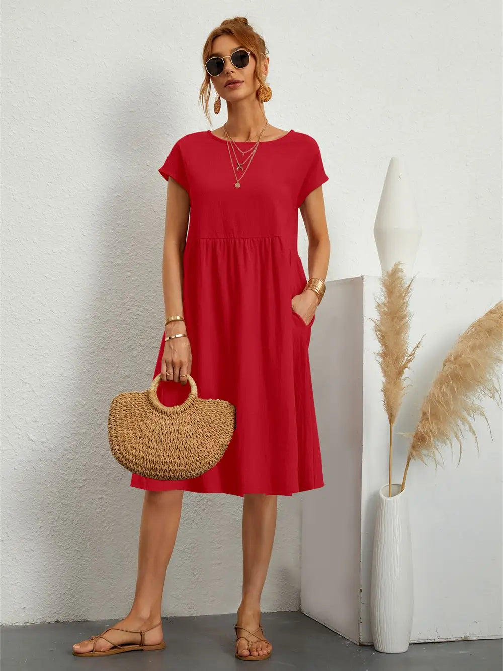 Vestido midi acampanado para mujer
