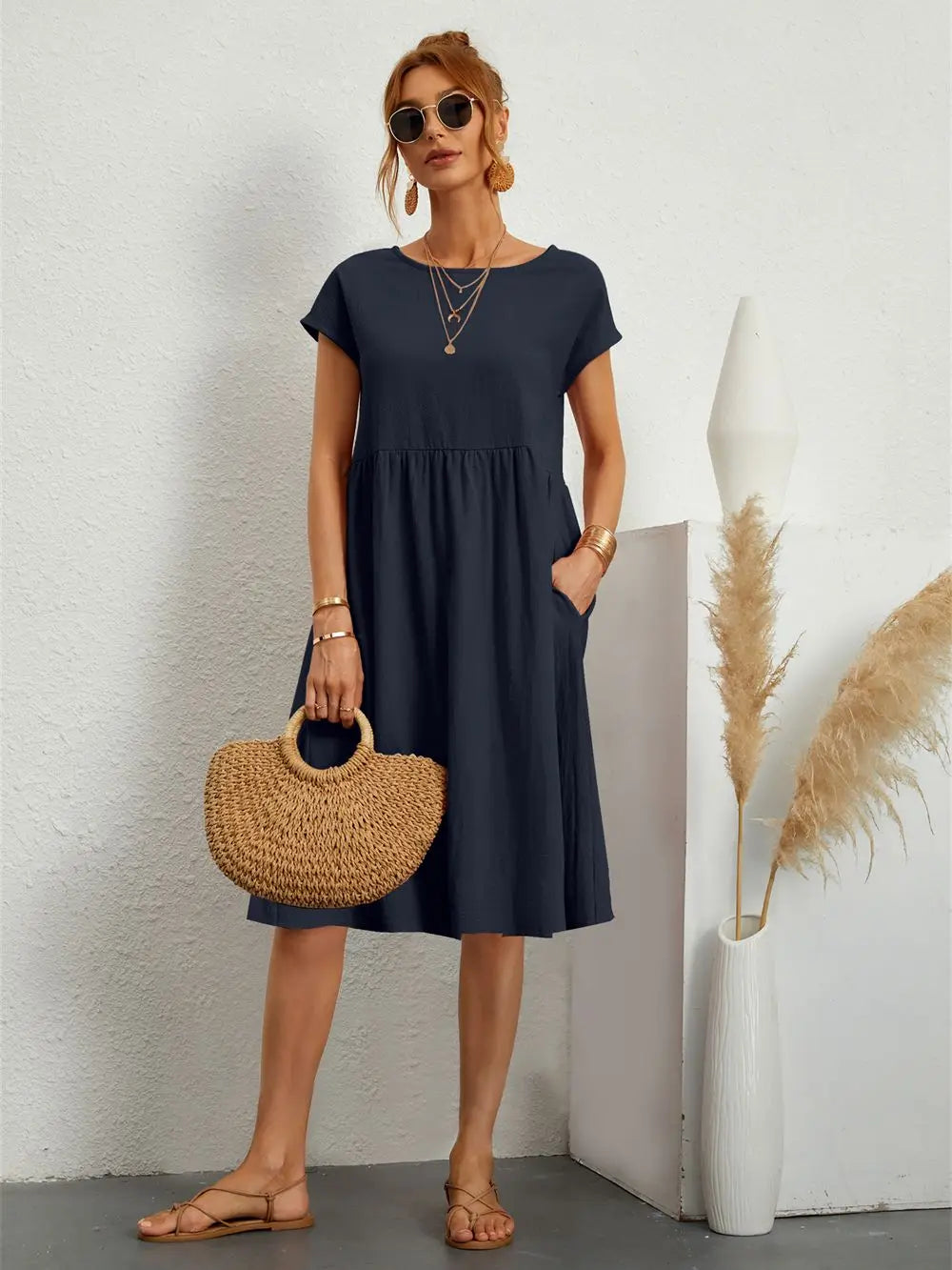 Vestido midi acampanado para mujer