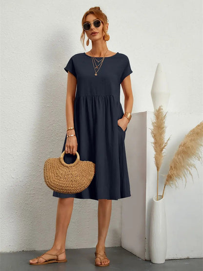 Vestido midi acampanado para mujer